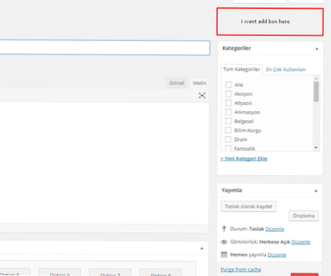 Adicionando caixa de texto com add_meta_box