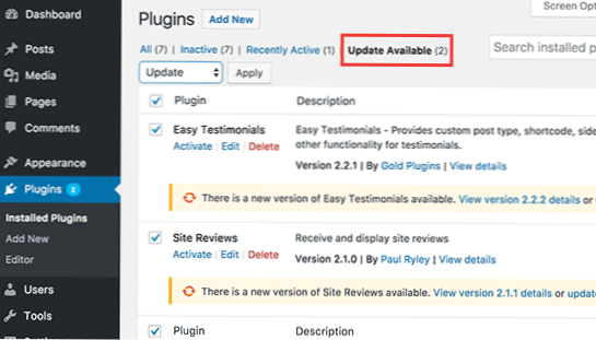 Mise à jour par lots des plugins WordPress