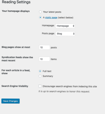 Bloggsidan fungerar inte