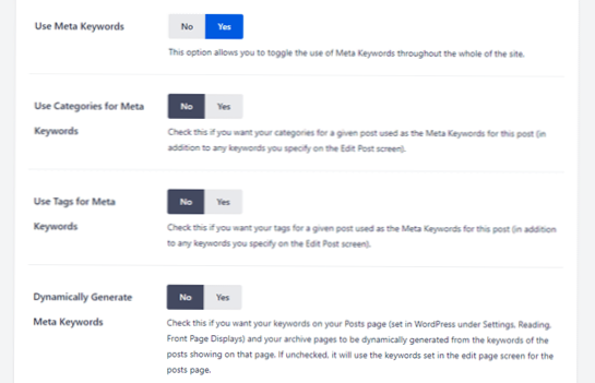 Change the meta keywords for a specific page