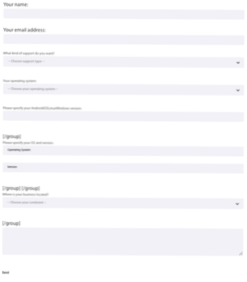 Podmíněná pole pro kontaktní formulář 7 nefungují a zobrazují [/ skupinu] na výstupu