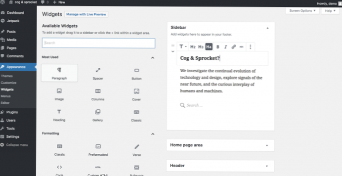 Convertir un widget Wordpress en bloc