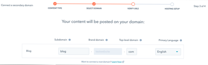 Vytvořte stránku HubSpot a subdoménu WordPress?