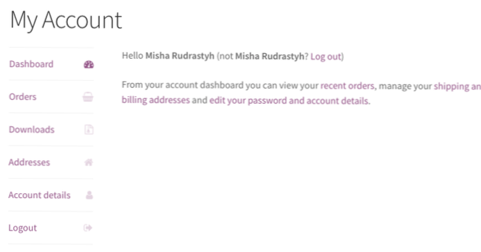 Tilpasset WooCommerce Min kontoside