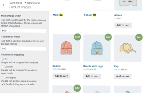 Definiți dimensiunile imaginii în Woocommerce (versiunea curentă 4.8.0) pentru Tema personalizată