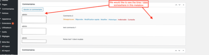 Display date and time into post edit comments section