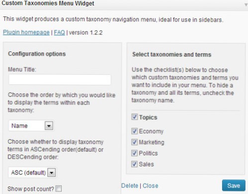 exibir termos de taxonomia com link