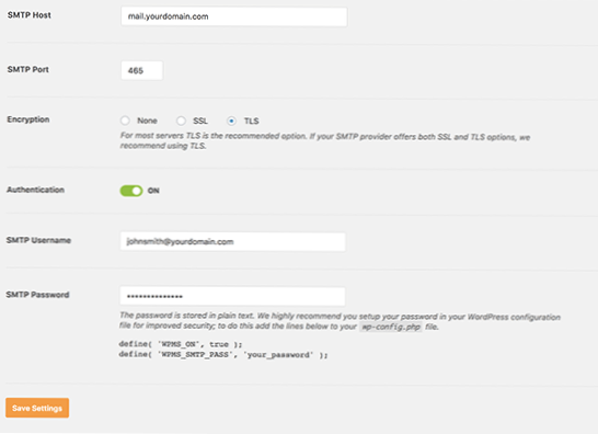 Does WordPress require port 25 for email?