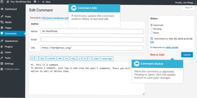 Edit Comments Fields