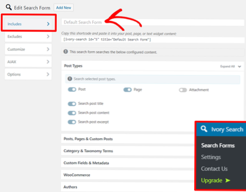 Editing the default wordpress search