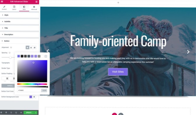 Elementor Open Slideshow with a button