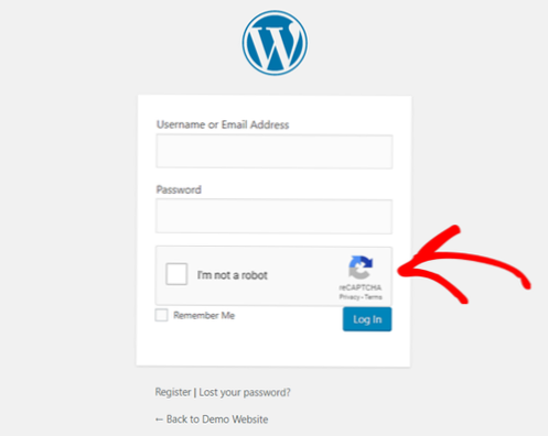 feil når du bruker reCaptcha v2 i wordpress tilpasset påloggingsskjema!