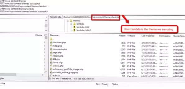 filezilla cant access theme folder