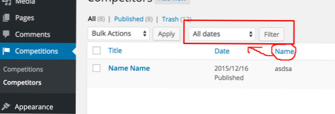 Filtern Sie benutzerdefinierte Beiträge nach benutzerdefiniertem Feld im WordPress-Administrationsbereich