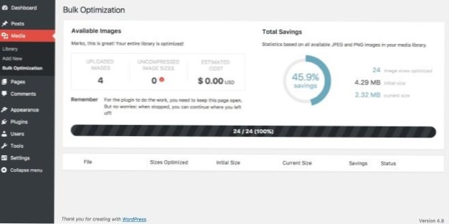 Having an issue in compressing Images in wordpress site