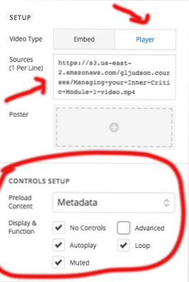Verberg downloadoptie video shortcode