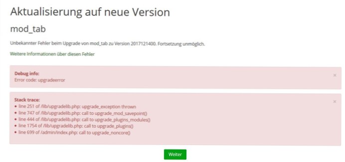 Jak mohu vyřešit problém s upgradem php