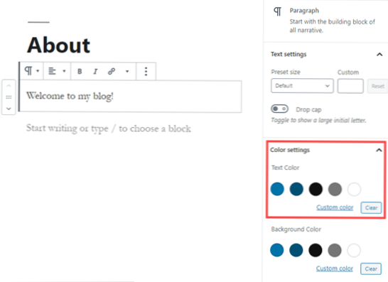 How do I change the color of individual page titles in WordPress?