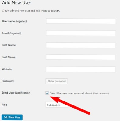 come disabilitare l'e-mail di registrazione del nuovo utente per un utente amministratore specifico??