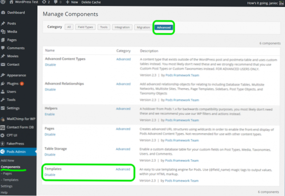 Cum afișez o listă de pod-uri folosind un fișier php în locul unui șablon