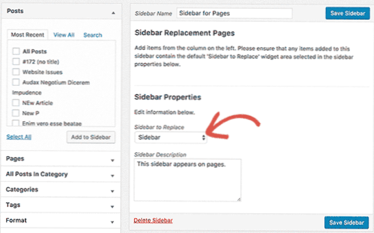 Como atribuir uma barra lateral a uma página do Wordpress quando não havia nenhuma antes