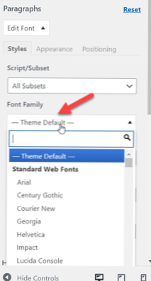Como alterar a fonte do editor do wordpress gutenberg para corresponder à fonte padrão do tema?
