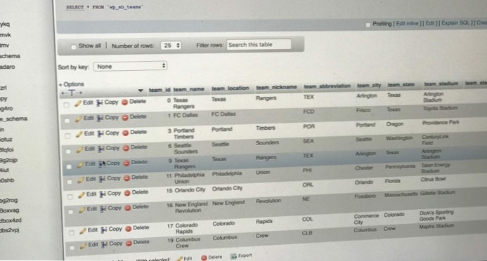 Comment afficher les données d'un tableau personnalisé dans wordpress phpmyadmin