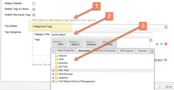 So filtern Sie Tags nach Kategorie?