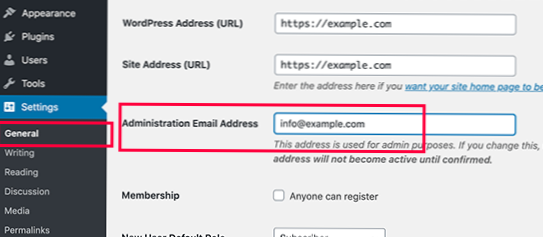 Come trovare l'e-mail di un account amministratore WP
