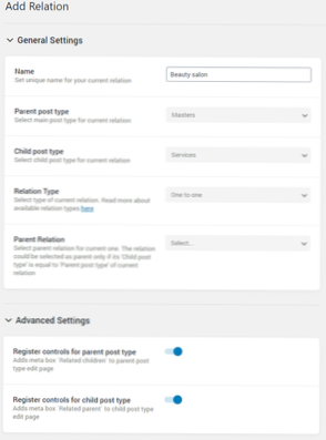 How to show childs of certain custom post type in option list?