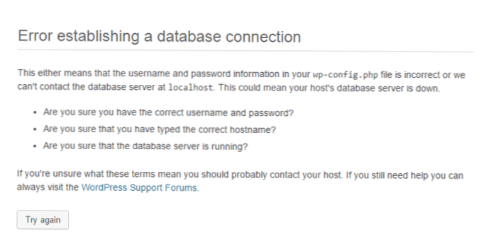 Je reçois cette erreur… dans localhost/wordpress