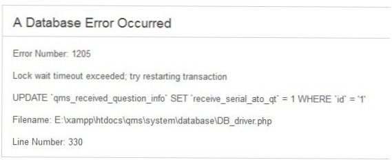 Lock wait timeout exceeded; try restarting transaction