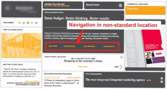 Etichette di navigazione visualizzate su alcune pagine Web mentre non vengono visualizzate su altre
