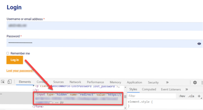 Viderekoble til forrige url fra standard WordPress-innlogging