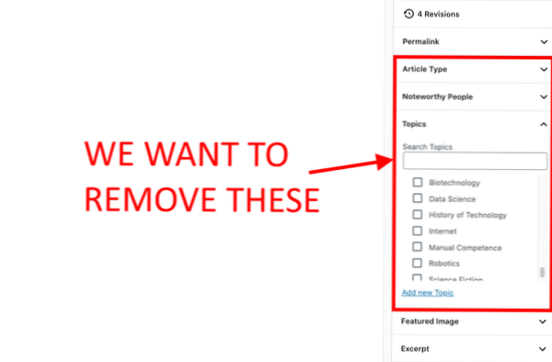 Remova um plugin da barra lateral do Gutenberg