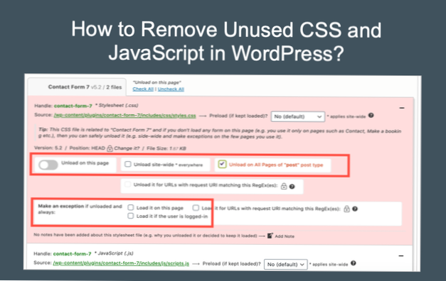 Odstraňte nepoužívané CSS a JS