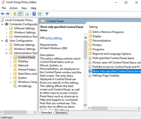 Restricting access to settings or files