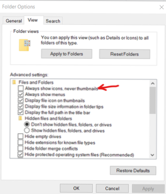 Beenden Sie das Generieren von Miniaturansichten für einen bestimmten Ordner