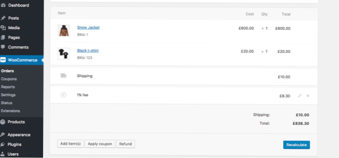 Při získávání všech řádkových položek z objednávky woocommerce došlo k potížím