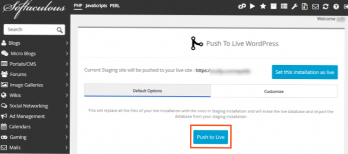 Update a Softaculous staging site with the latest live DB