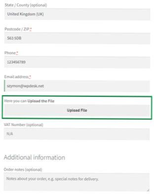 Last opp fil til Woocommerce Order