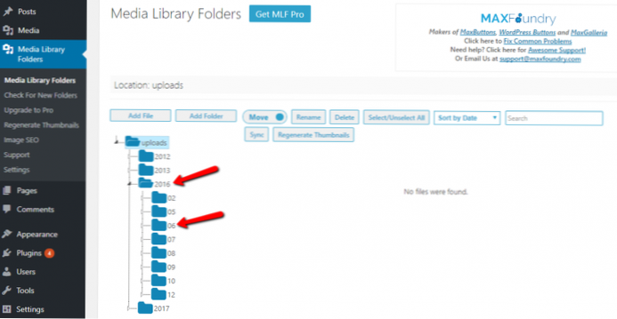 Use of Folders within Wordpress