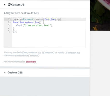 Uso de la función JS personalizada del complemento esencial Elementor no funciona