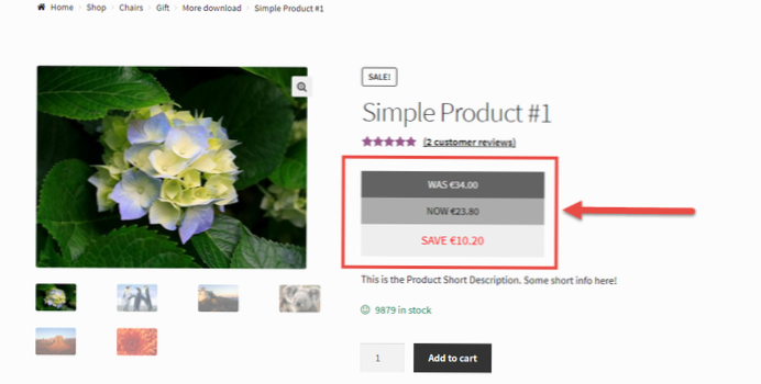 woo commerce weergaveprijs zoals geschreven