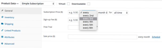 Woocommerce abonnementspriser / faktureringsplan
