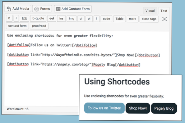 Standardele de cod Wordpress și parametrii de lucru $ link în cod scurt