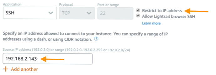 WordPress in AWS Lightsail - beperk openbare IP