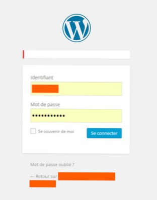 Wordpress wp-admin errror meesage