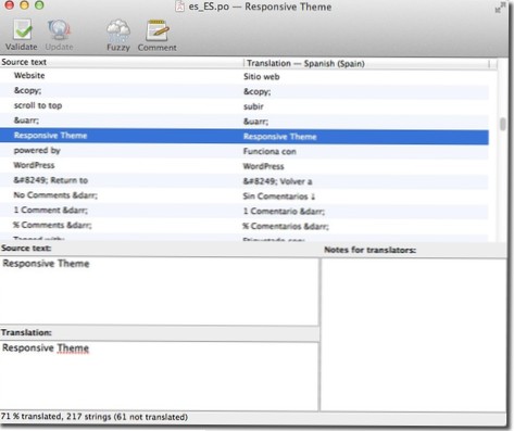 Travailler avec .po et .traduction des fichiers mo