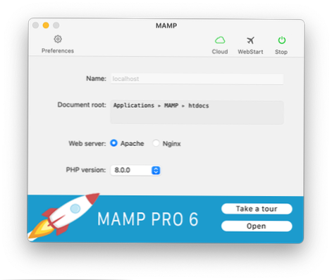 Accéder à l'outil wordpress dans le site MAMP local